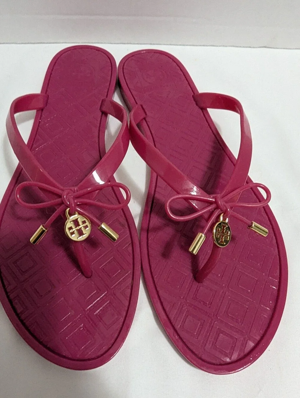 Tory Burch Pink Michaela Jelly Flip Flops Size 10
